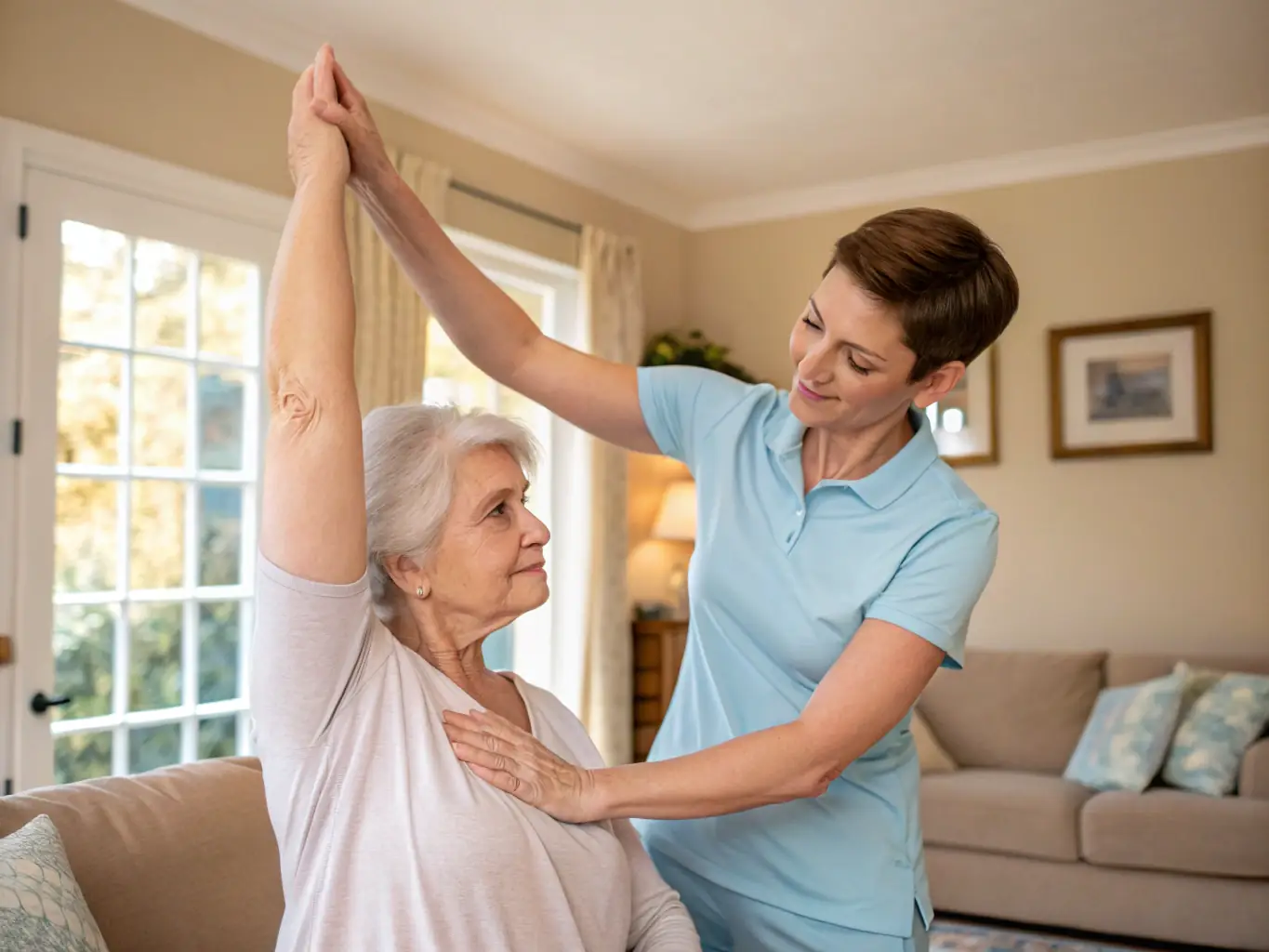 A patient performing rehabilitation exercises under the guidance of a GB Clinics physiotherapist, showcasing the clinic's commitment to personalized care.